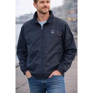 Nautical Anchor Logo Full Zip Jacket Hooded Lined Men's XL Cruise Wear & Co.